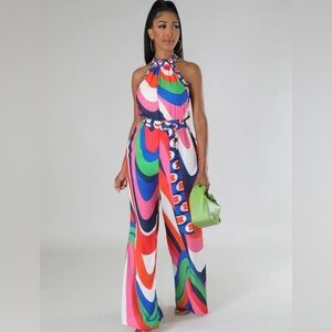 Her. Bottari Colorful Halter Jumpsuit